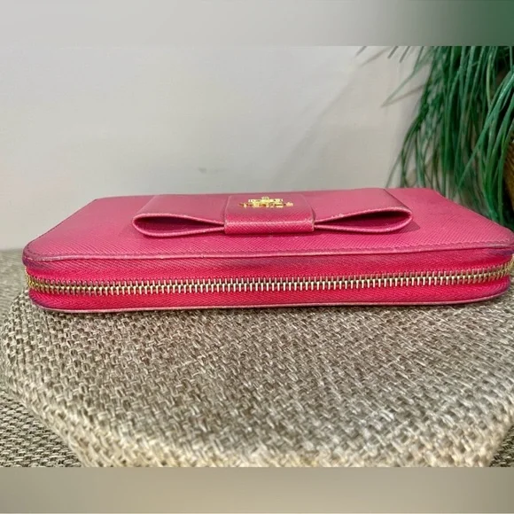 Prada Bow Pink Zip Around Long Wallet Wallet with Bow Accent and Gold
Hardware - Picture 9 of 14